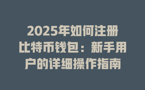 2025年如何注册比特币钱包:新手用户的详细操作指南 一