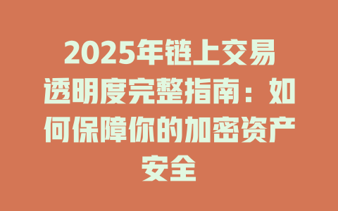 2025年链上交易透明度完整指南:如何保障你的加密资产安全 一