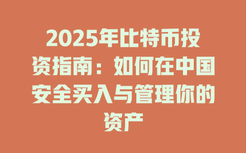 2025年比特币投资指南：如何在中国安全买入与管理你的资产 一