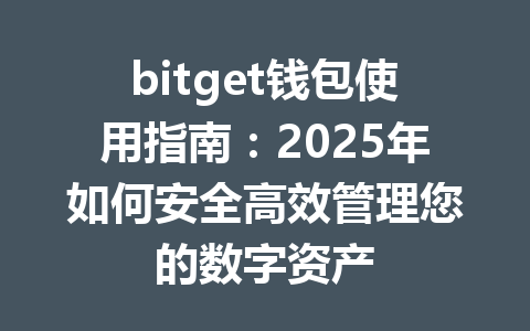 bitget钱包使用指南：2025年如何安全高效管理您的数字资产 一