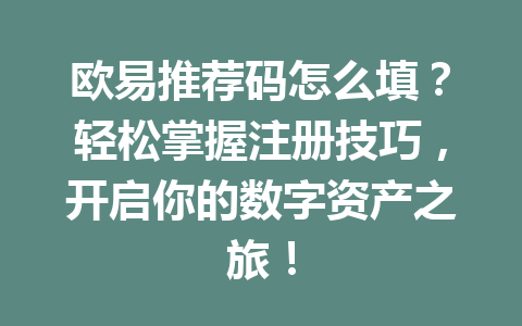 欧易推荐码怎么填?轻松掌握注册技巧,开启你的数字资产之旅! 一