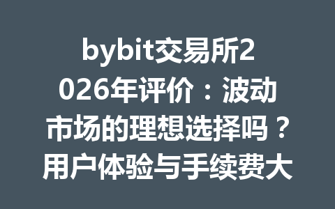 bybit交易所2026年评价:波动市场的理想选择吗?用户体验与手续费大解析 一